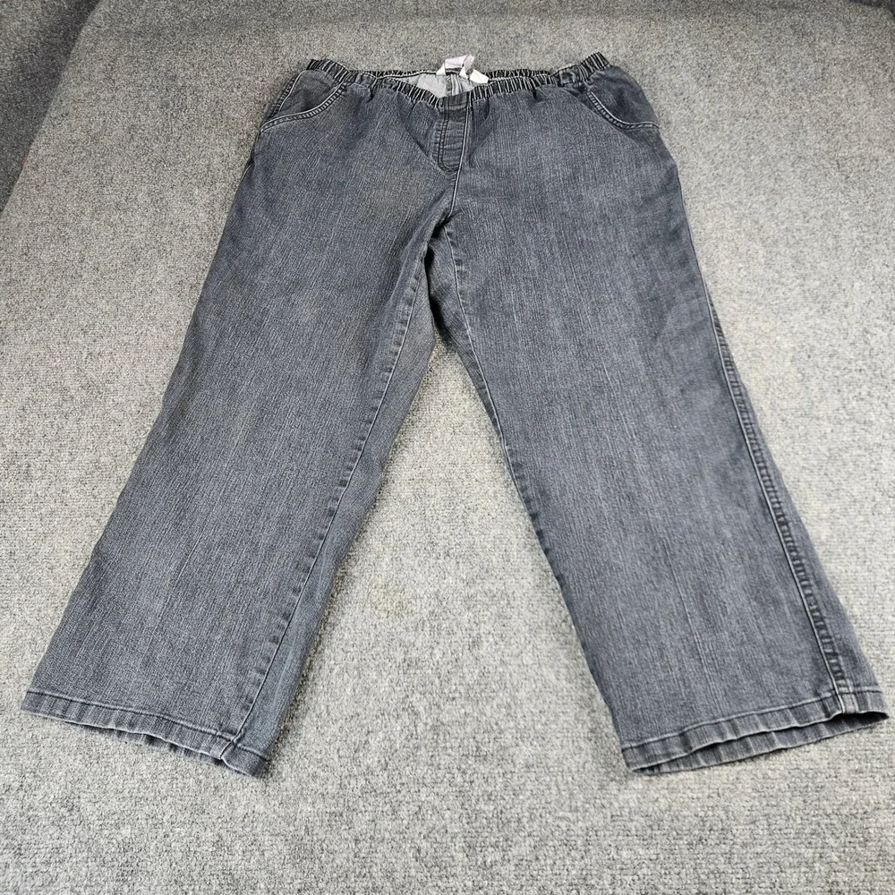 Allison Daley Women Black Denim Elastic Waist‎ Pull On Pants Straight Leg 18W S